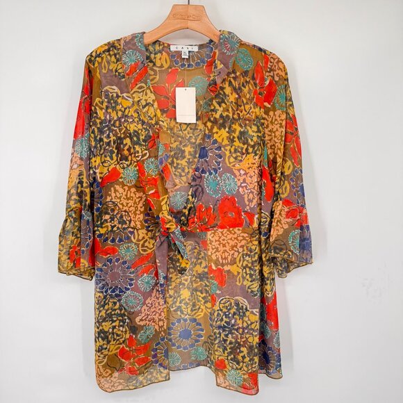 CAbi Shakespeare ruffle tie front kimono top jacket Size XL womens New - Picture 7 of 13